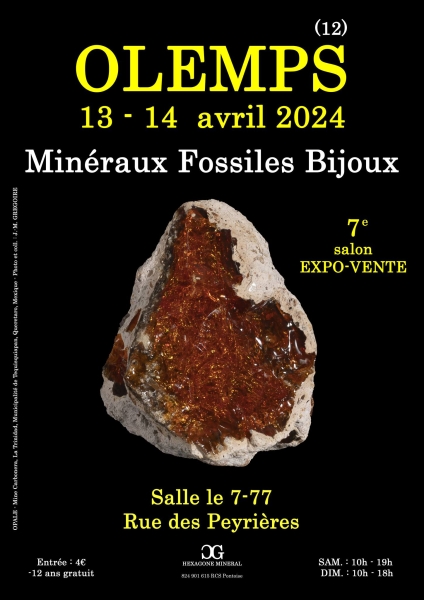affiche-salon-mineraux-fossiles-bijoux-de-olemps-avril-2024