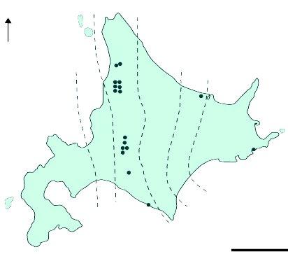 Ammonites du crétacé du Japon : carte