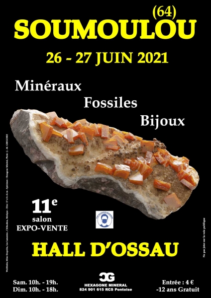 affiche-11e-salon-mineraux-fossiles-bijoux-soumoulou-26-et-27-juin-2021